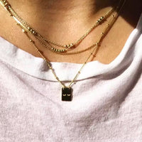 Gold YL Square Lash Necklaces